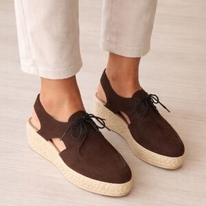 Elizabeth Stuart  Brown Espadrilles Shoe Laced Size 38